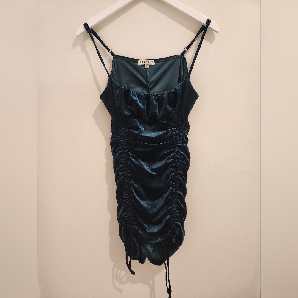 Inspired Hearts: Dark Green Ruched Mini Dress - Size XL